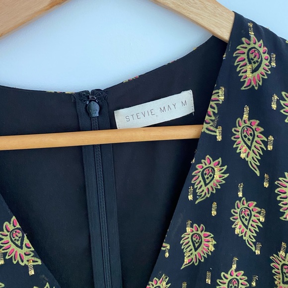 Boho Wrap Dress Ruffle Gold Black S / US 4 - Picture 11 of 12